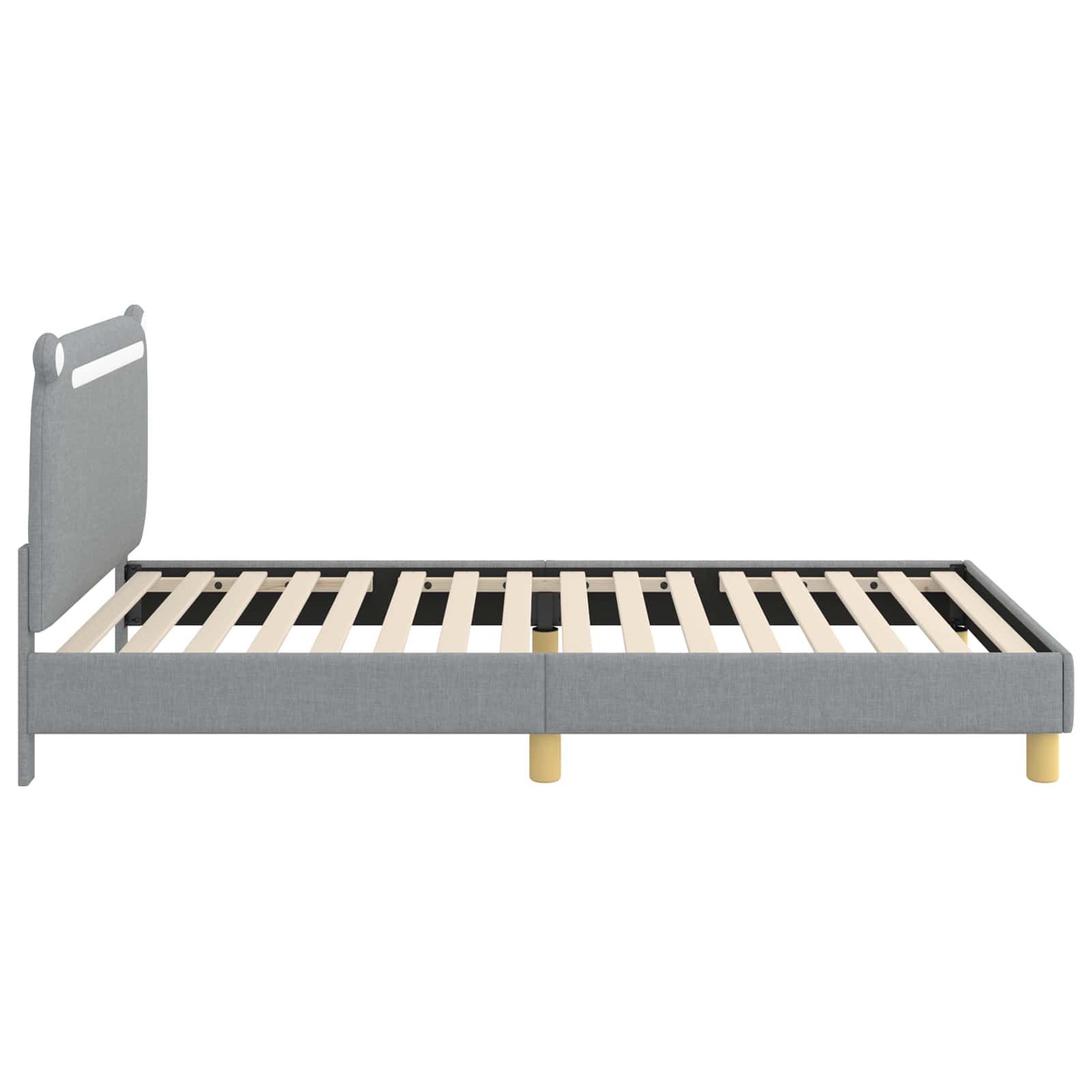 Kinderbettgestell mit Kopfteil Hellgrau 90 x 200 cm Stoff