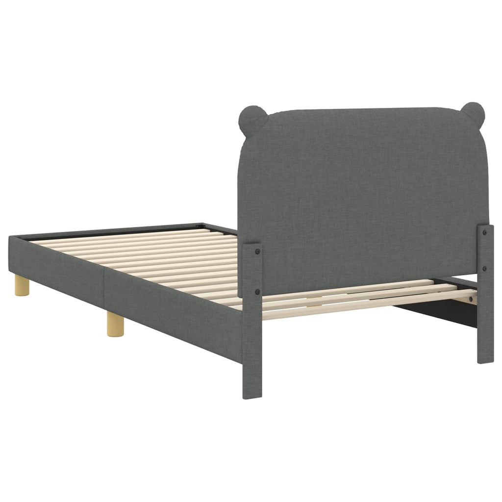 Kinderbettgestell mit Kopfteil Dunkelgrau 90 x 200 cm Stoff