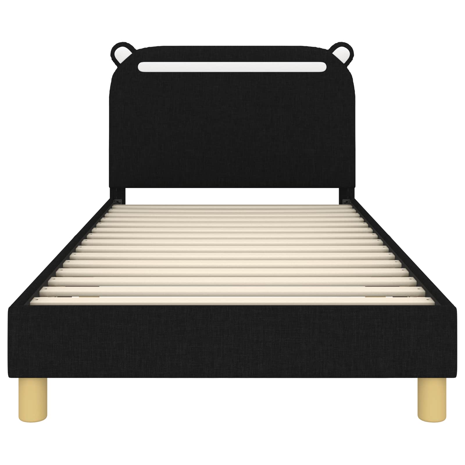 Kinderbettgestell mit Kopfteil Schwarz 90 x 200 cm Stoff