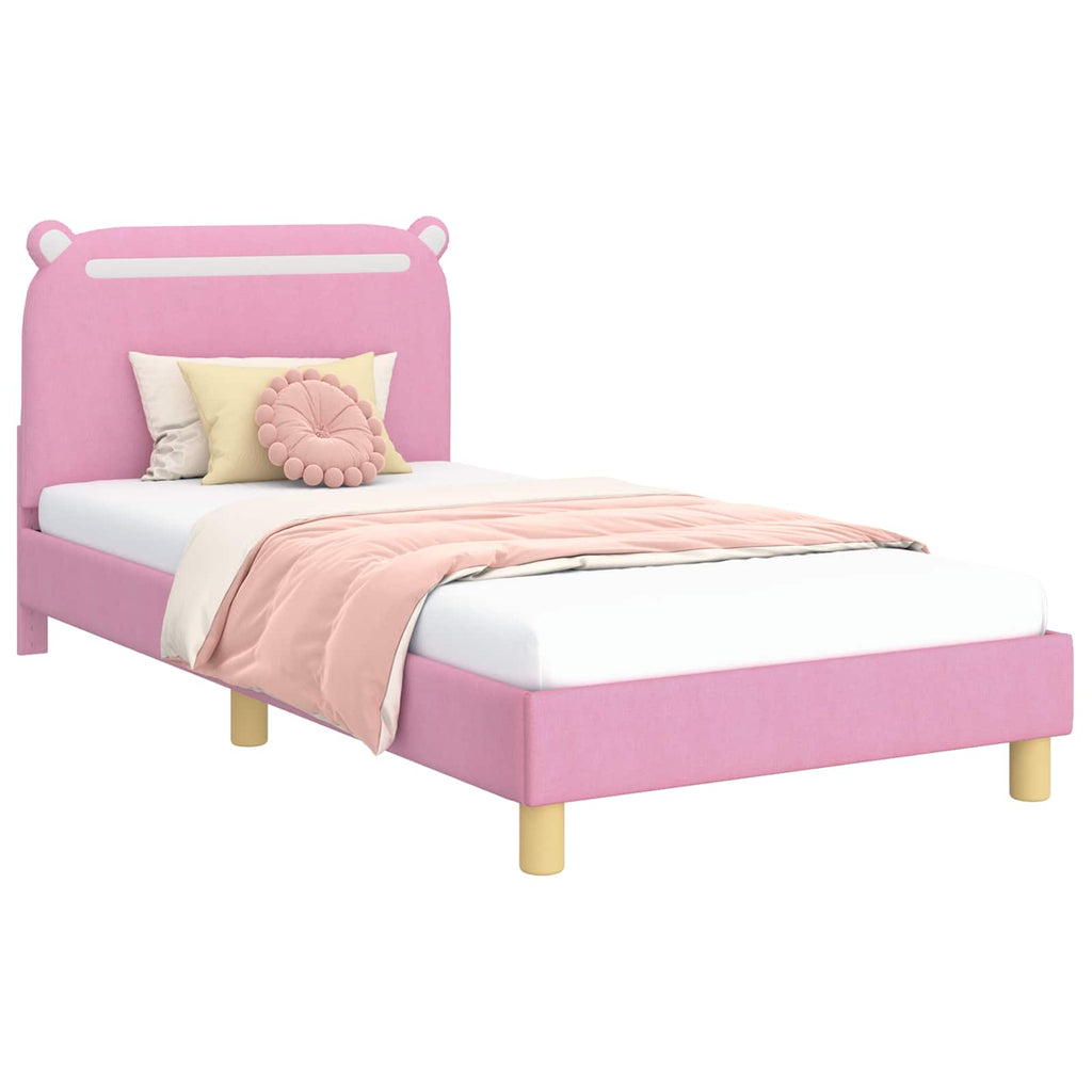 Kinderbettgestell mit Kopfteil Rosa 90 x 200 cm Stoff