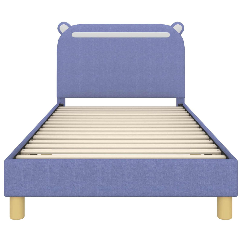 Kinderbettgestell mit Kopfteil Jeans blau 90 x 200 cm Stoff