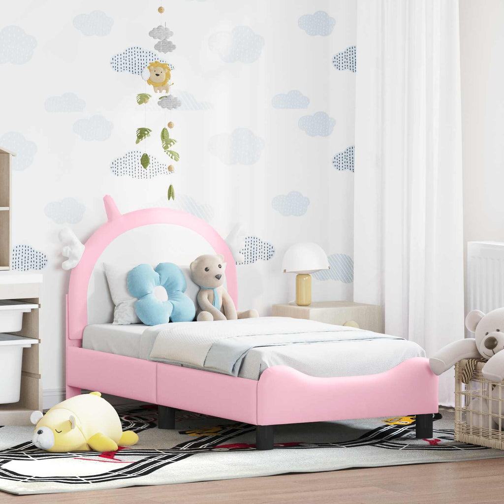 Kinderbettgestell mit Kopfteil Rosa 70 x 140 cm PU