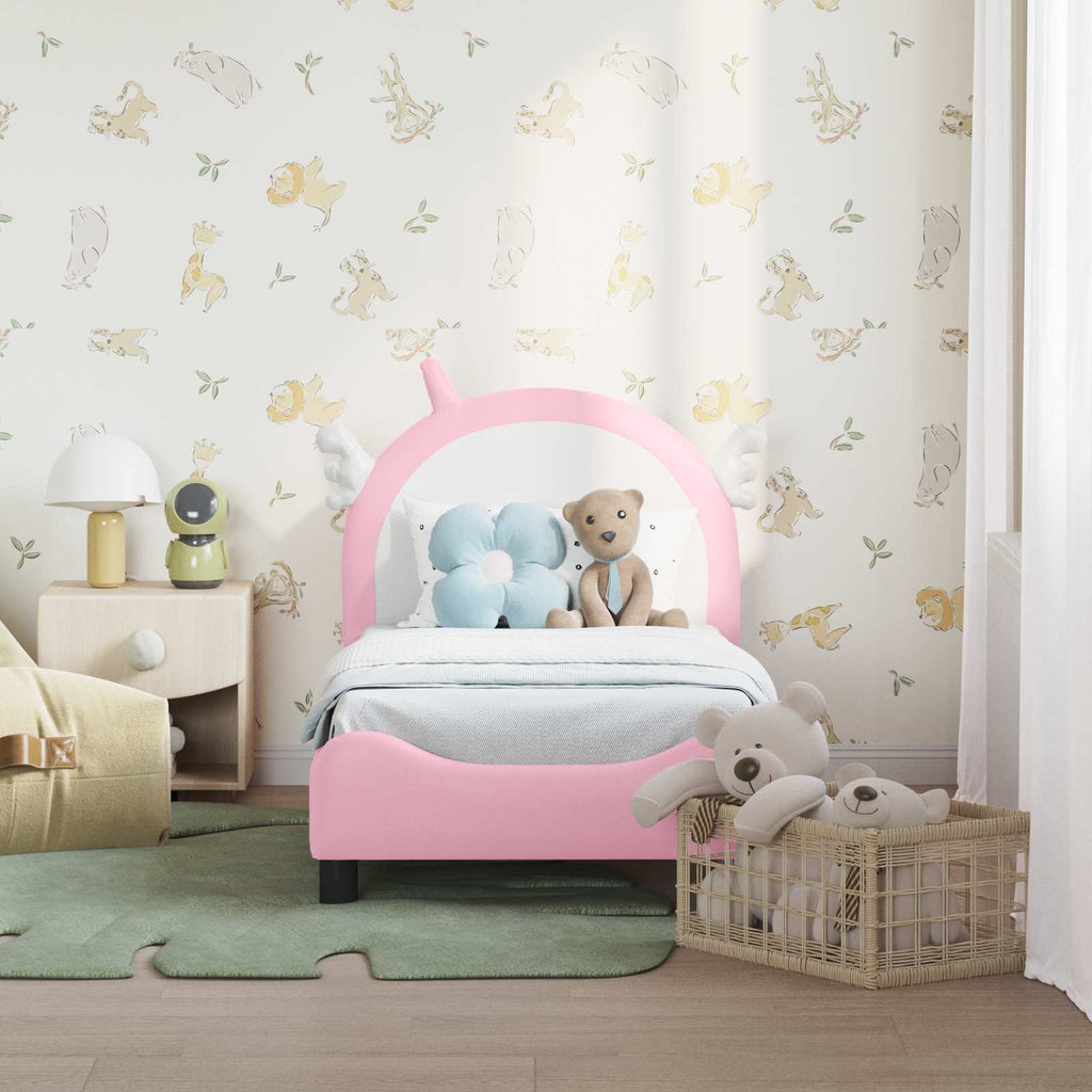 Kinderbettgestell mit Kopfteil Rosa 70 x 140 cm PU