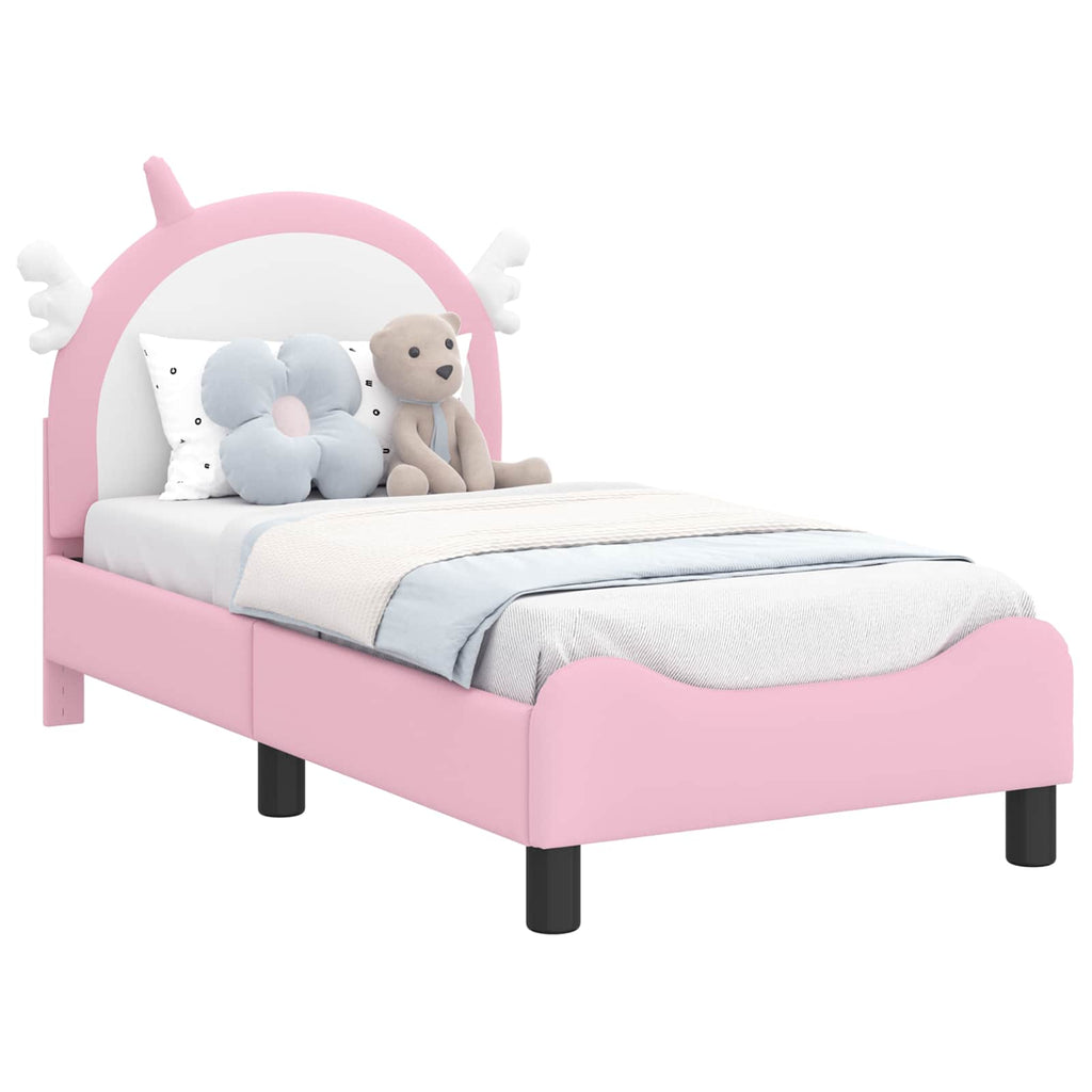 Kinderbettgestell mit Kopfteil Rosa 70 x 140 cm PU