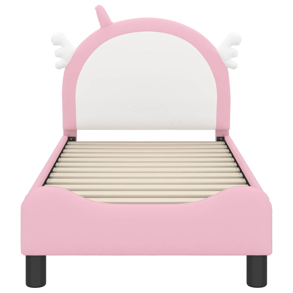 Kinderbettgestell mit Kopfteil Rosa 70 x 140 cm PU