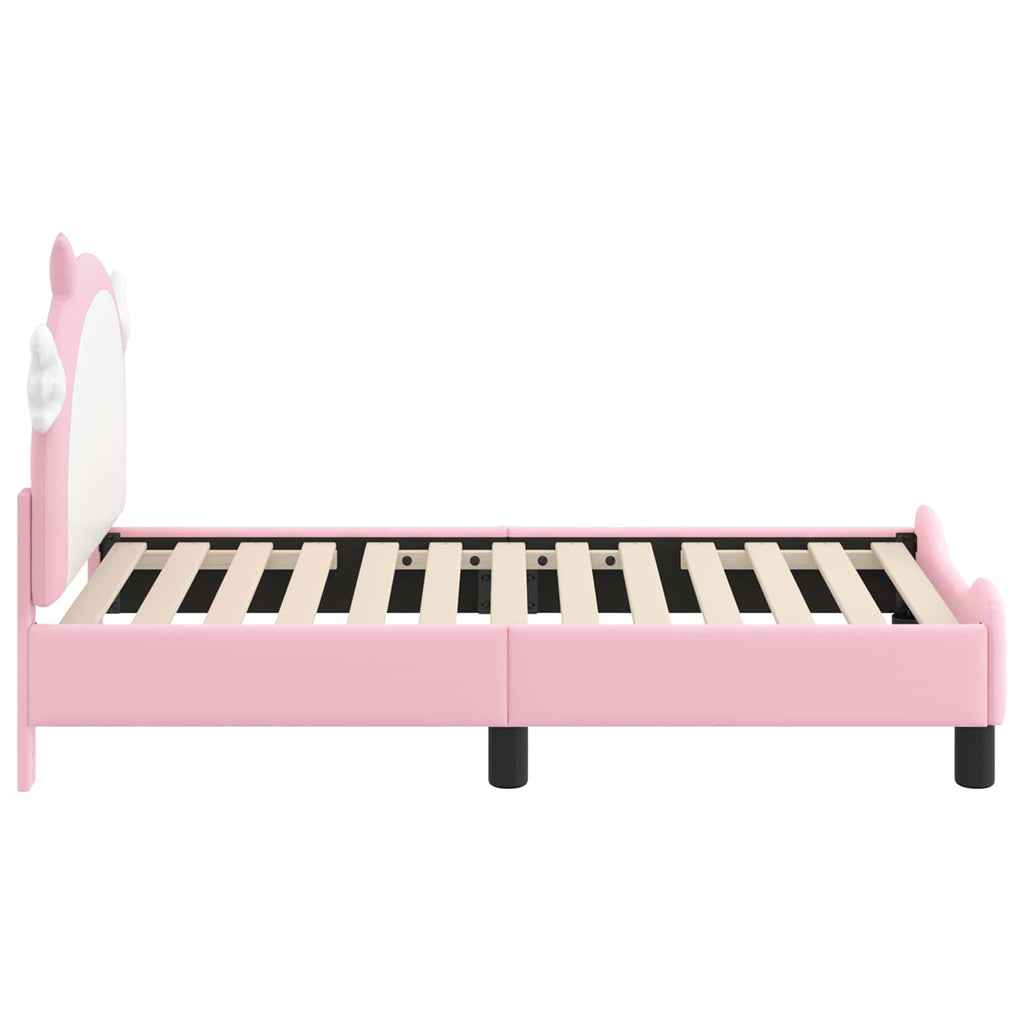 Kinderbettgestell mit Kopfteil Rosa 70 x 140 cm PU