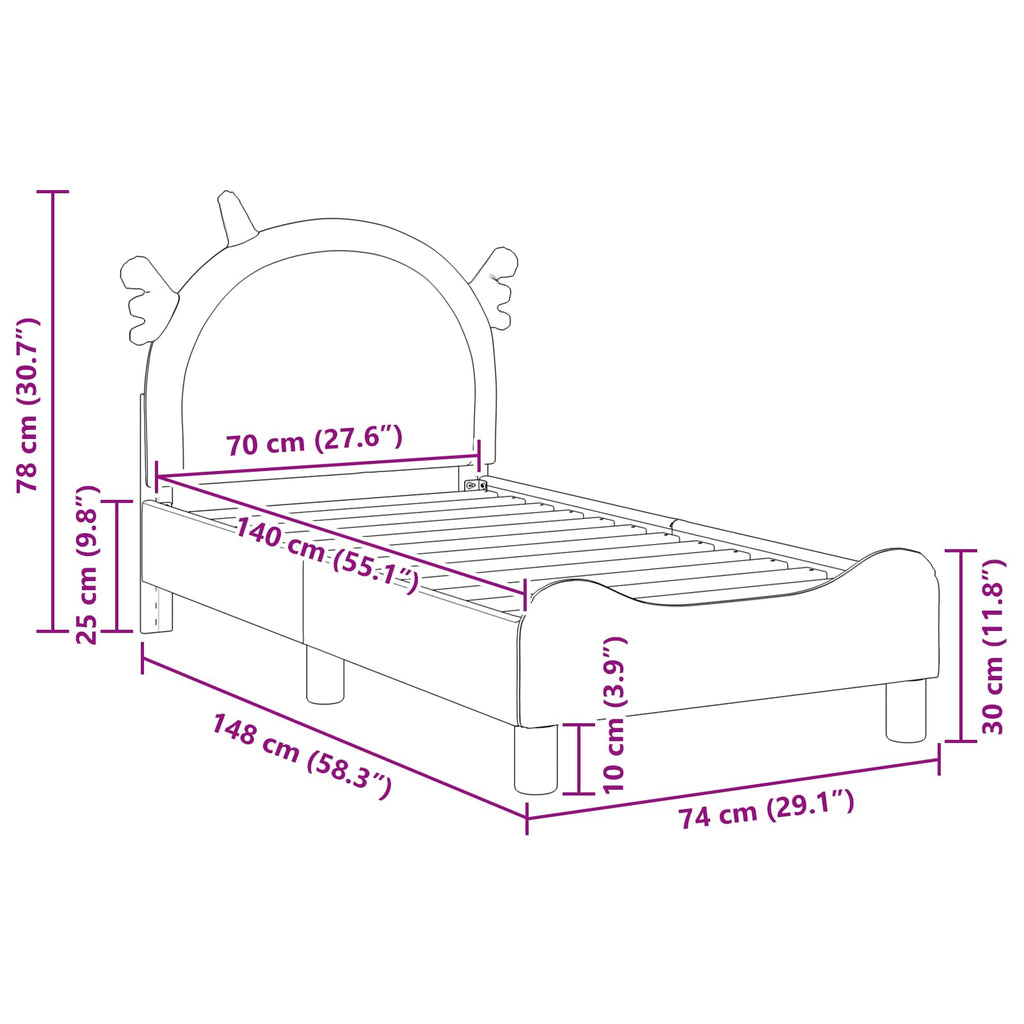 Kinderbettgestell mit Kopfteil Rosa 70 x 140 cm PU