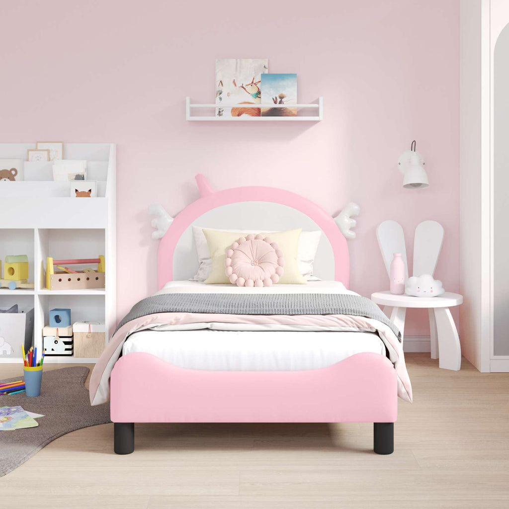 Kinderbettgestell mit Kopfteil Rosa 80 x 160 cm PU