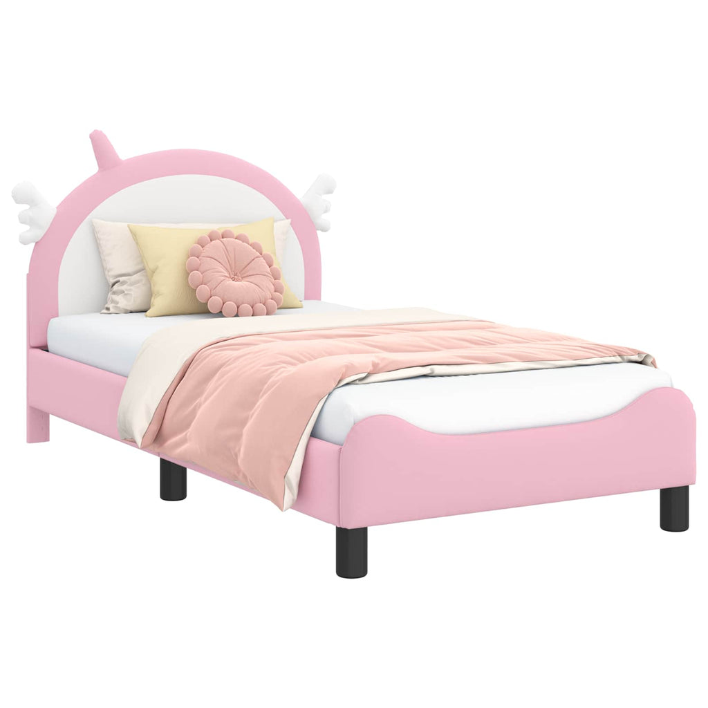 Kinderbettgestell mit Kopfteil Rosa 80 x 160 cm PU
