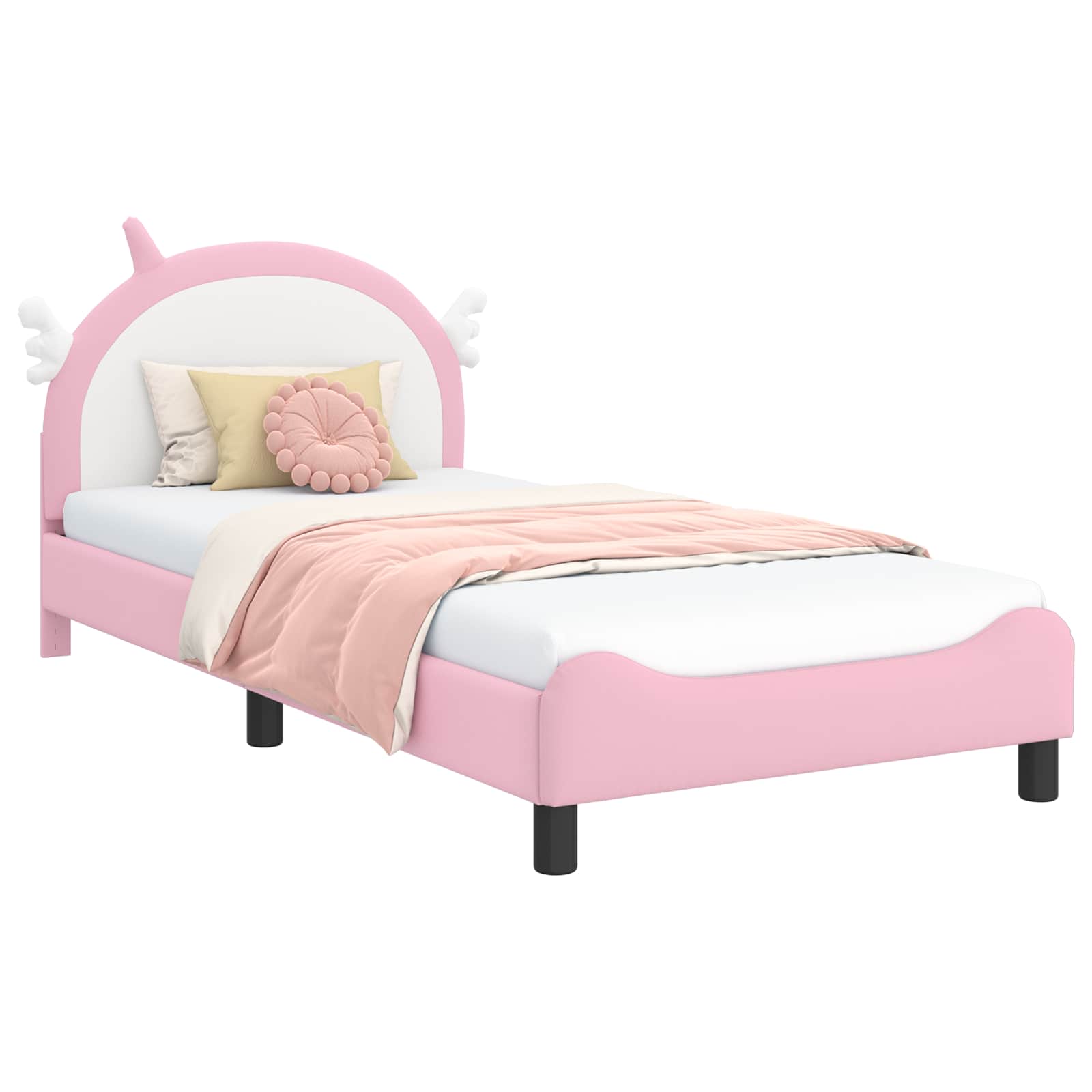 Kinderbettgestell mit Kopfteil Rosa 80 x 200 cm PU