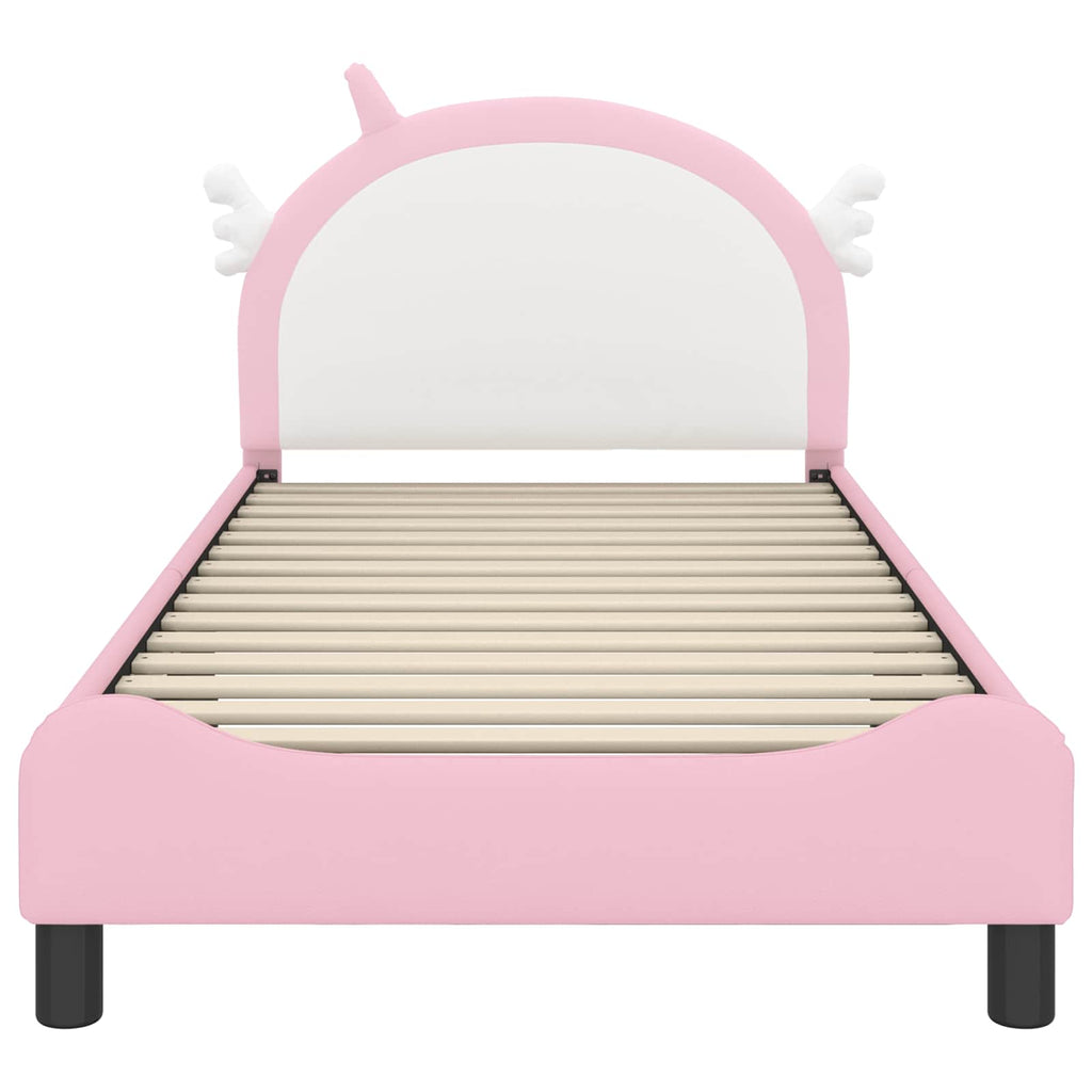 Kinderbettgestell mit Kopfteil Rosa 90 x 190 cm PU