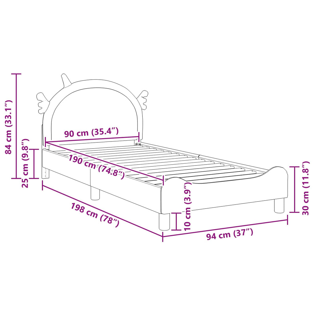 Kinderbettgestell mit Kopfteil Rosa 90 x 190 cm PU