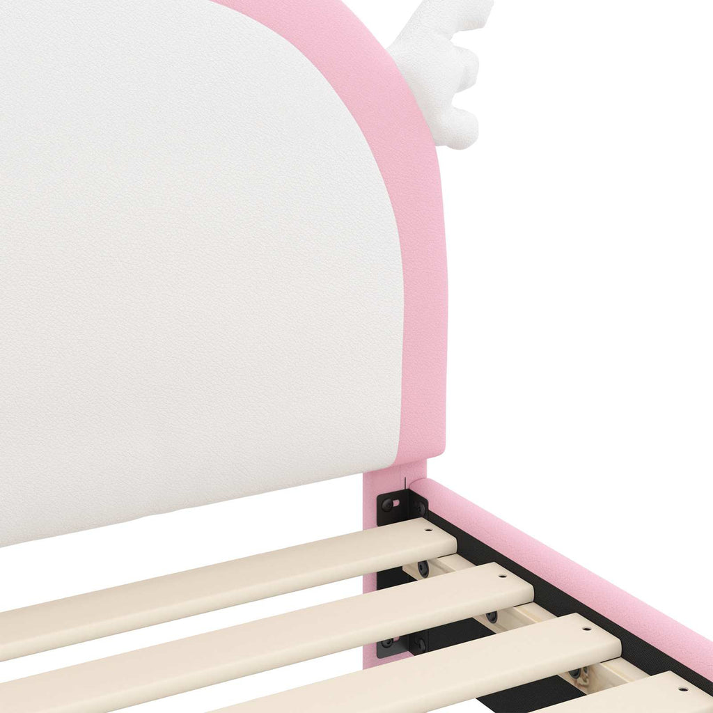 Kinderbettgestell mit Kopfteil Rosa 90 x 200 cm PU