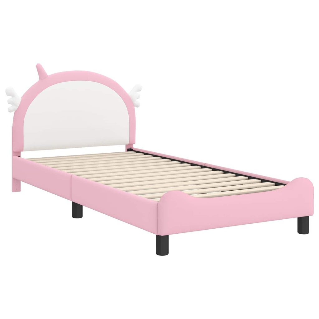 Kinderbettgestell mit Kopfteil Rosa 90 x 200 cm PU