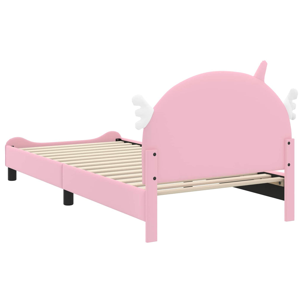 Kinderbettgestell mit Kopfteil Rosa 90 x 200 cm PU