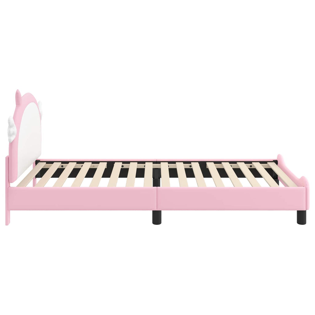 Kinderbettgestell mit Kopfteil Rosa 90 x 200 cm PU