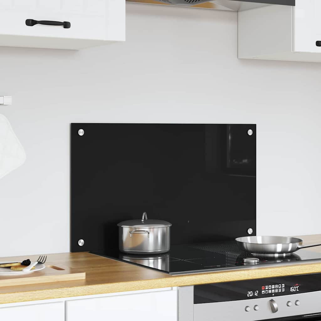 Küchenrückwand Schwarz 70 x 40 cm Gehärtetes Glas