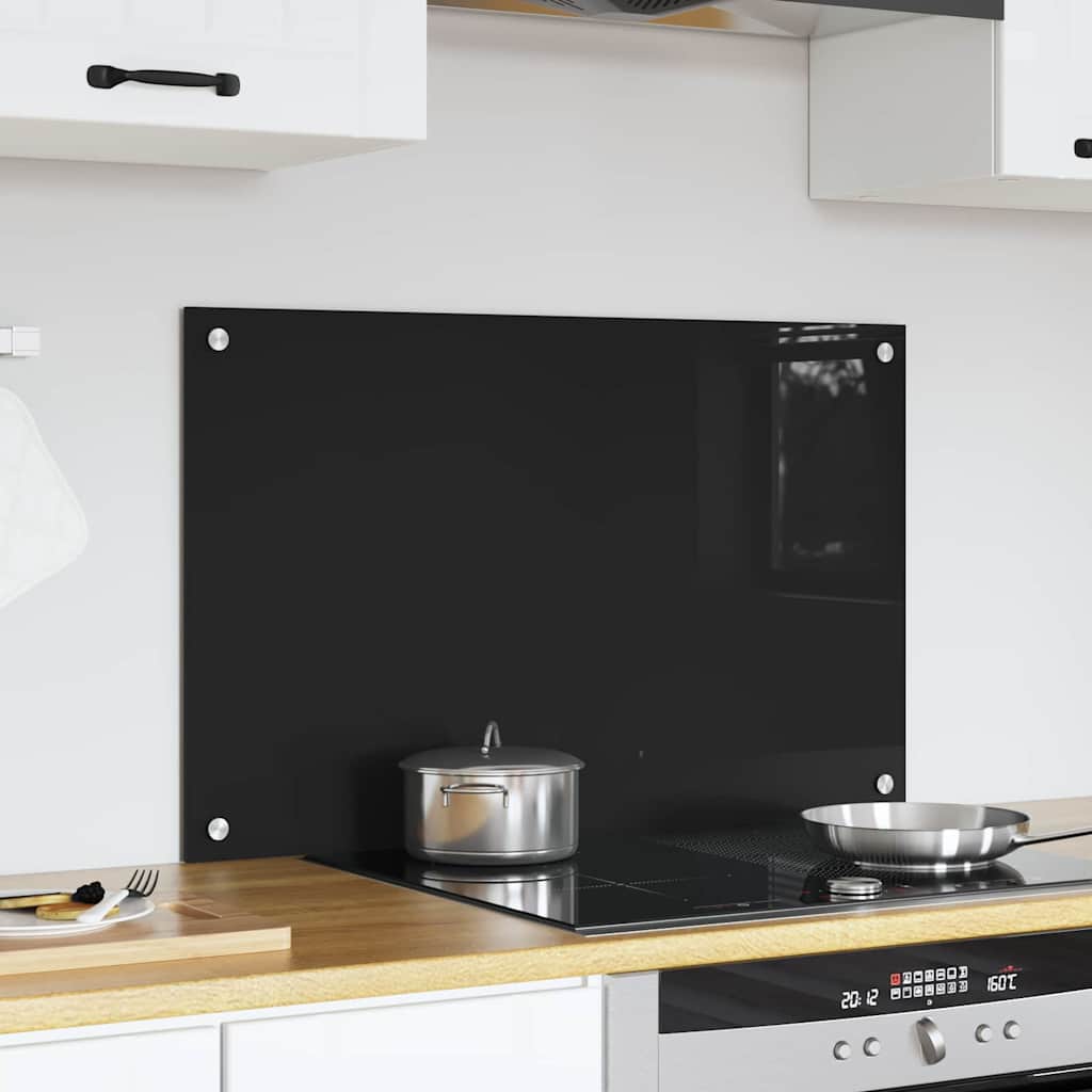 Küchenrückwand Schwarz 80 x 50 cm Gehärtetes Glas