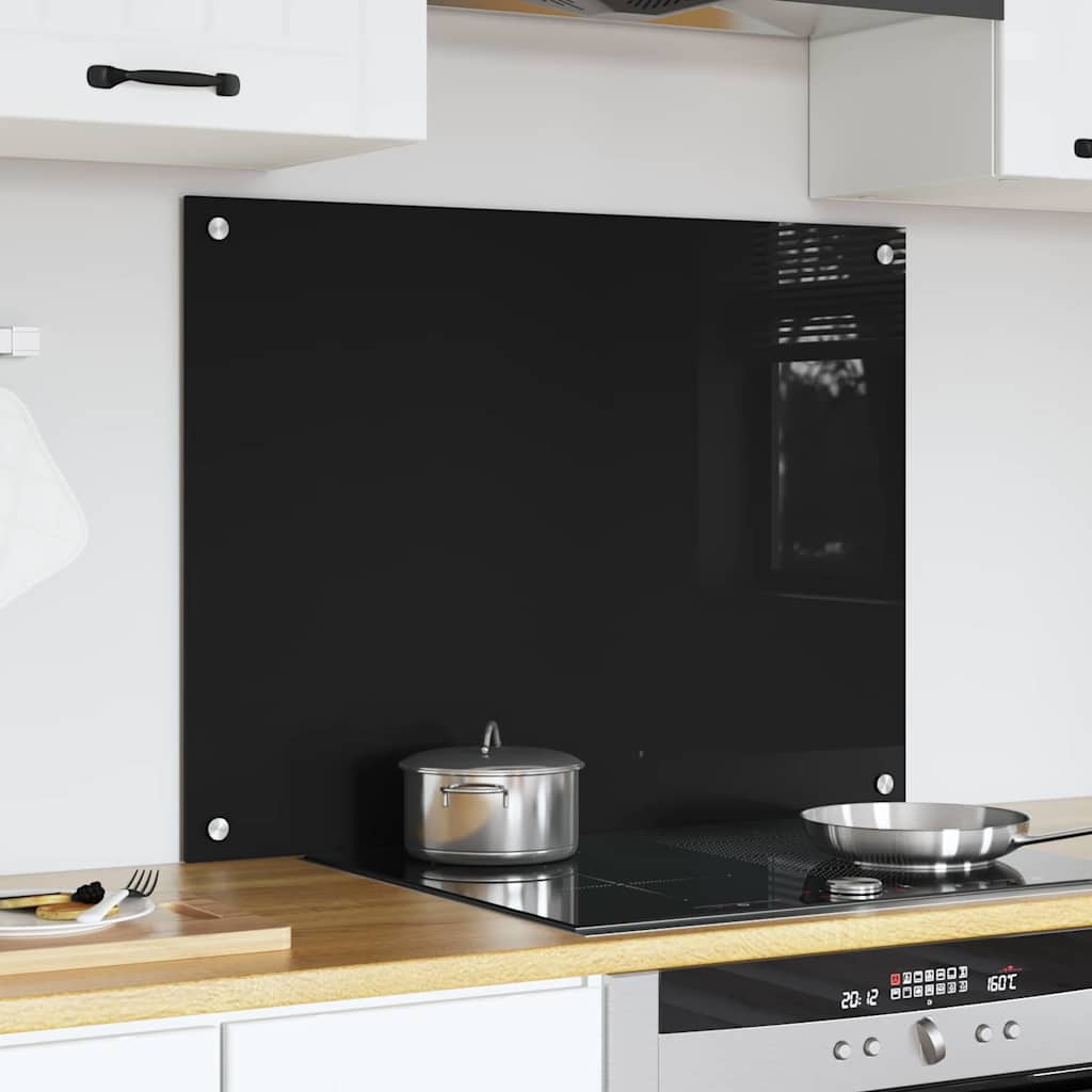 Küchenrückwand Schwarz 80 x 60 cm Gehärtetes Glas