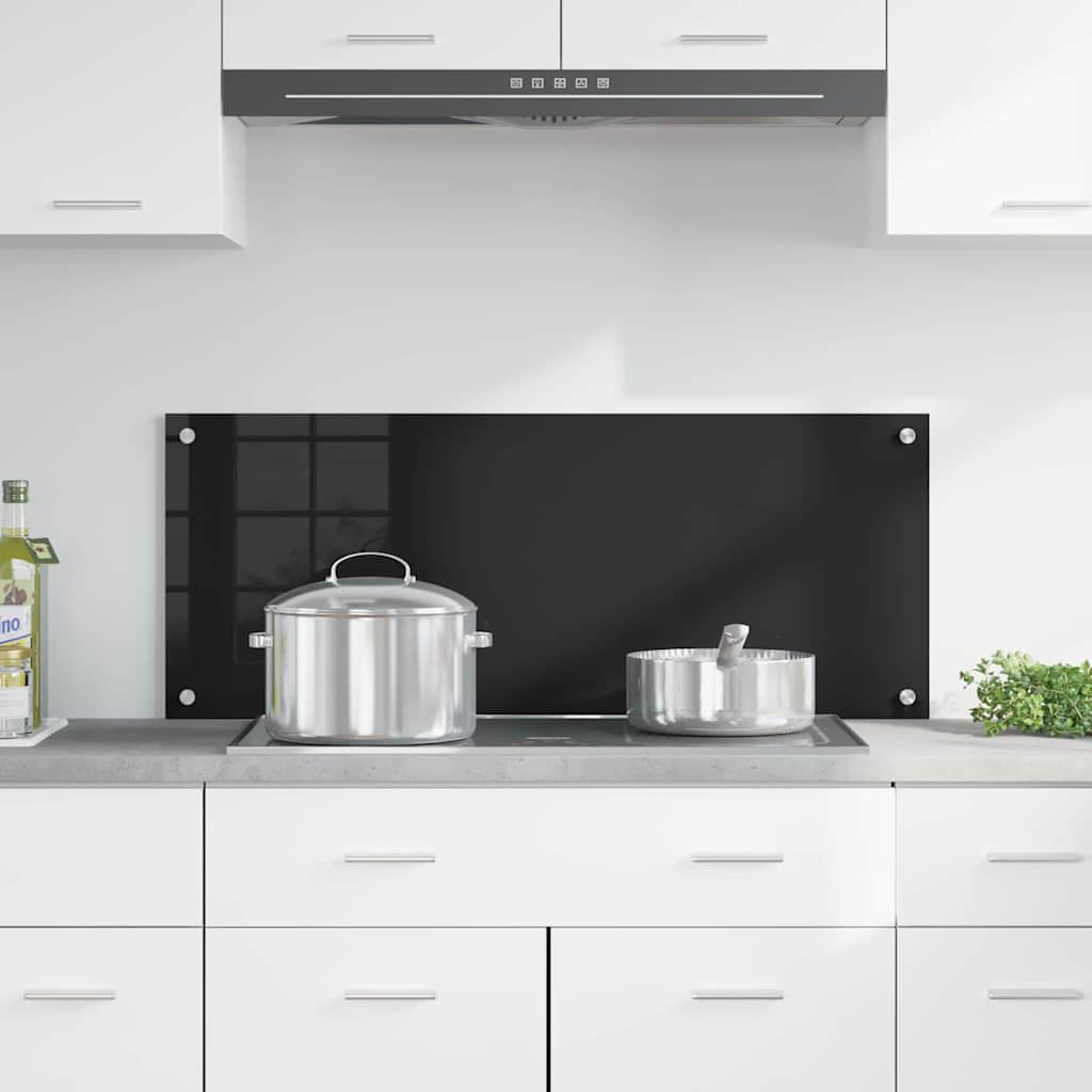 Küchenrückwand Schwarz 100 x 40 cm Gehärtetes Glas
