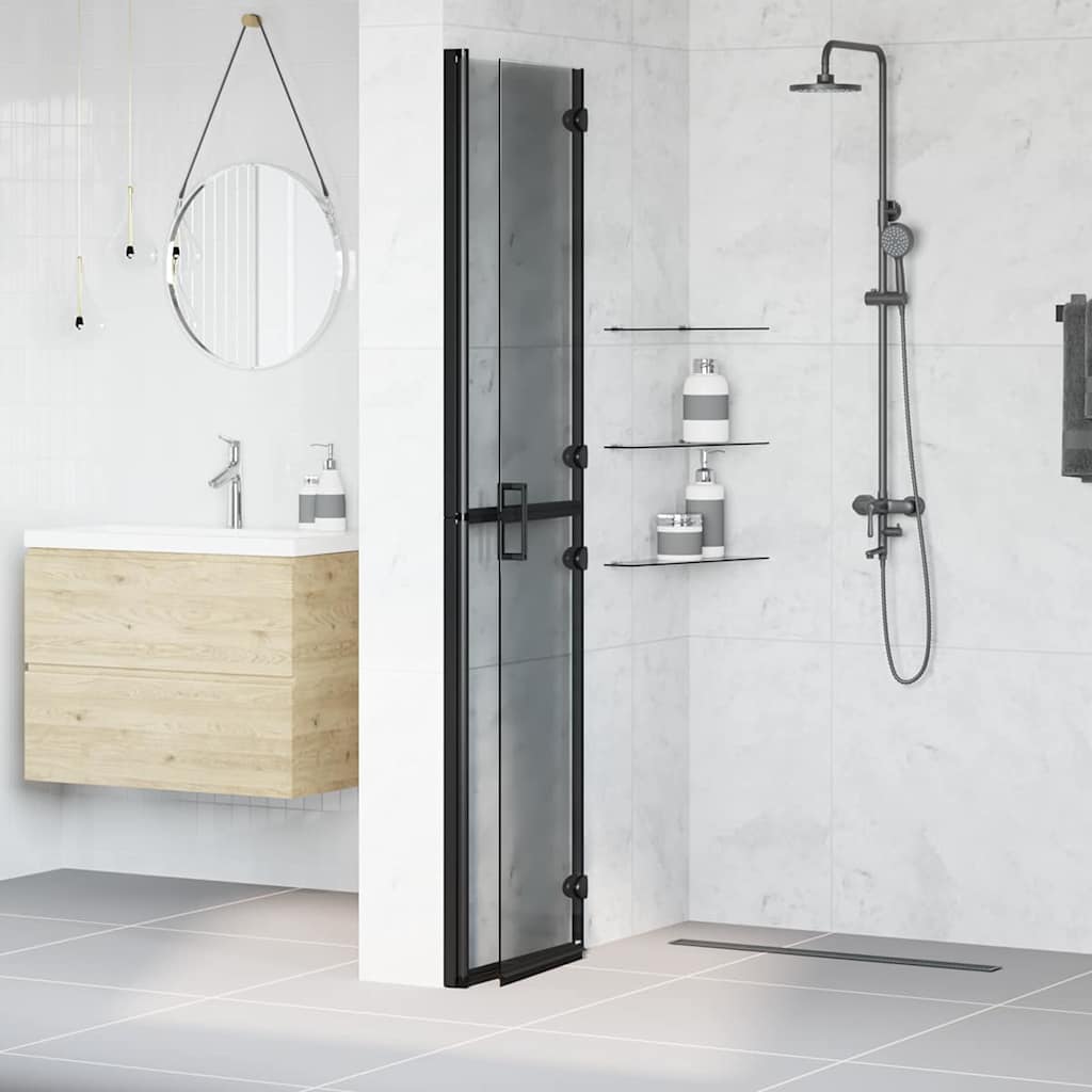 Walk-In Duschwand Schwarz 90 x 6.5 x 190 cm