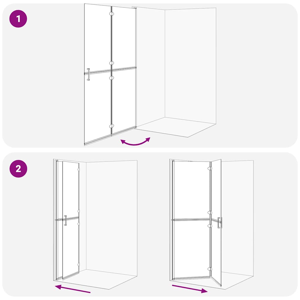 Walk-In Duschwand Schwarz 120 x 6,5 x 190 cm