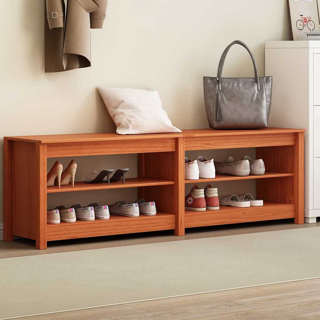 Schuhbank mit Regal mit Speicher Wachsbraun 160 x 36,5 x 50 cm