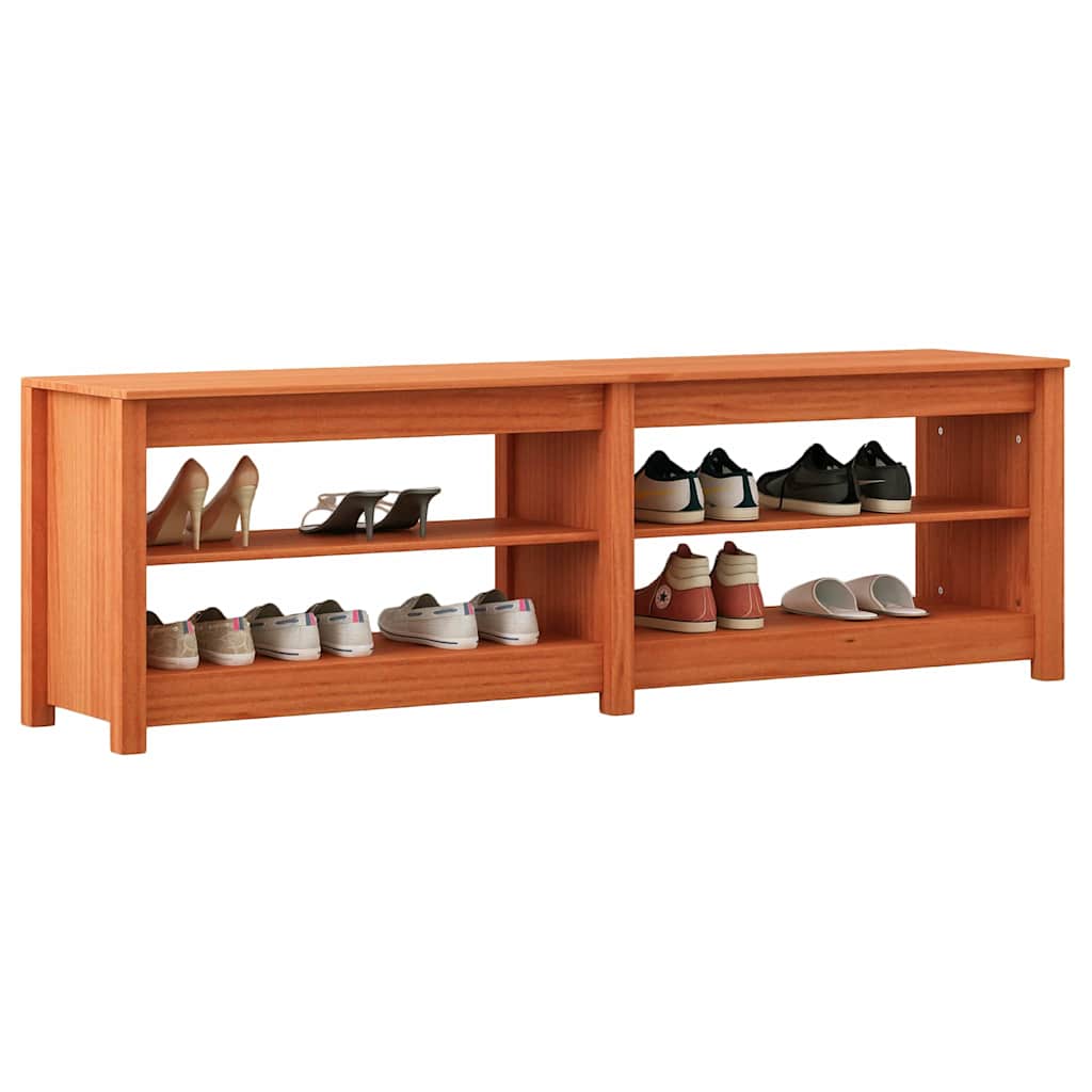 Schuhbank mit Regal mit Speicher Wachsbraun 160 x 36,5 x 50 cm