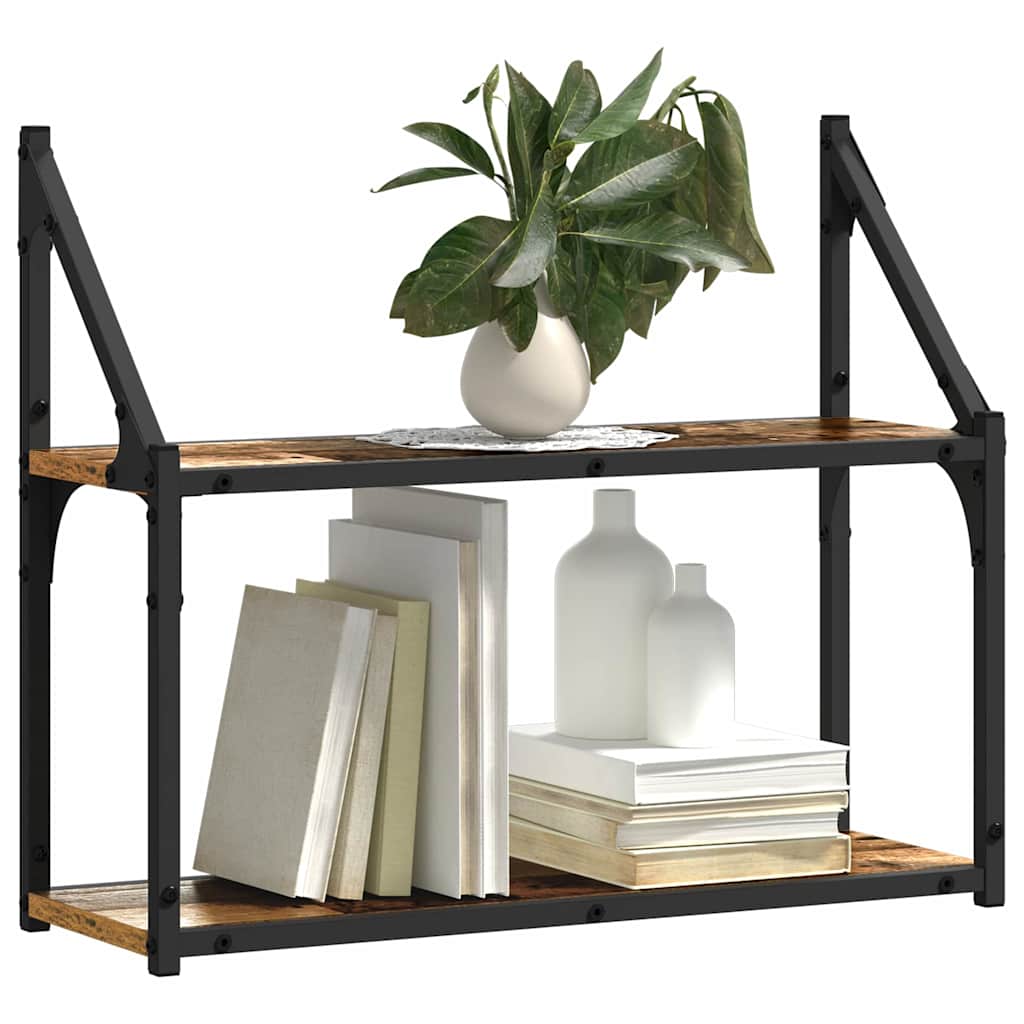 Wandregal mit Regal Altholz 60 x 21 x 51 cm Holzwerkstoff