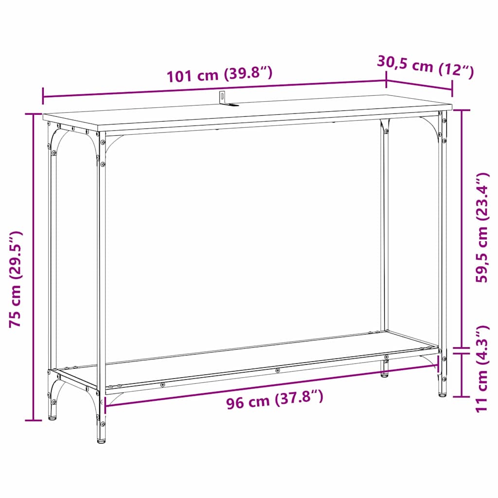 Konsolentisch Altholz 101 x 30.5 x 75 cm Holzwerkstoff