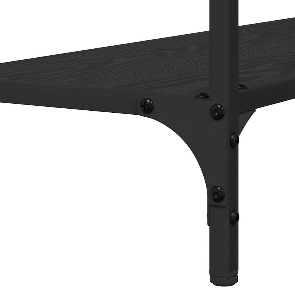 Konsolentisch mit Regal Schwarz Eichen-Optik 75 x 30.5 x 75 cm