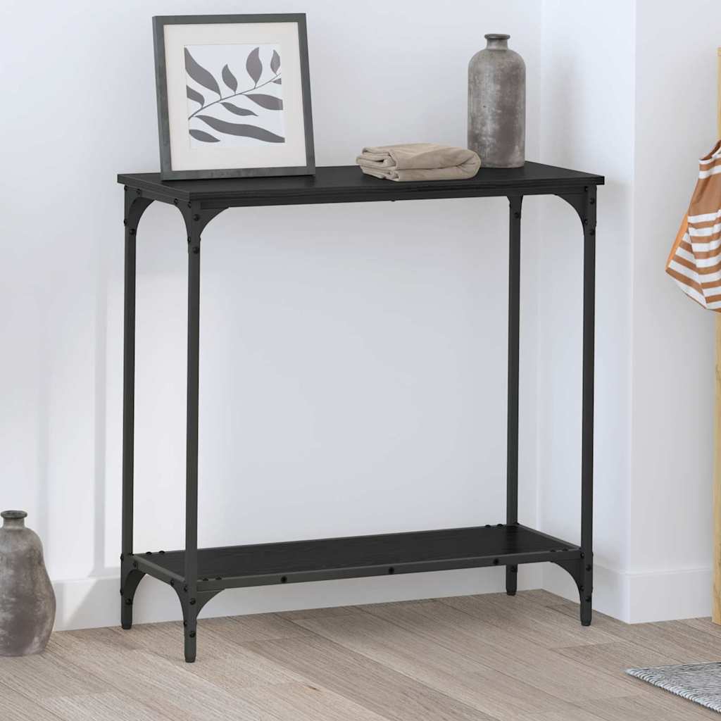 Konsolentisch mit Regal Schwarz Eichen-Optik 75 x 30.5 x 75 cm