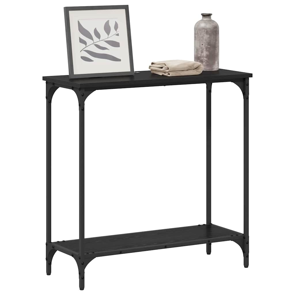 Konsolentisch mit Regal Schwarz Eichen-Optik 75 x 30.5 x 75 cm