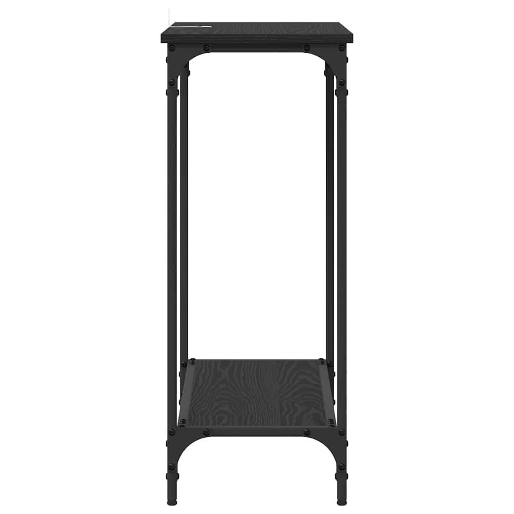 Konsolentisch mit Regal Schwarz Eichen-Optik 75 x 30.5 x 75 cm