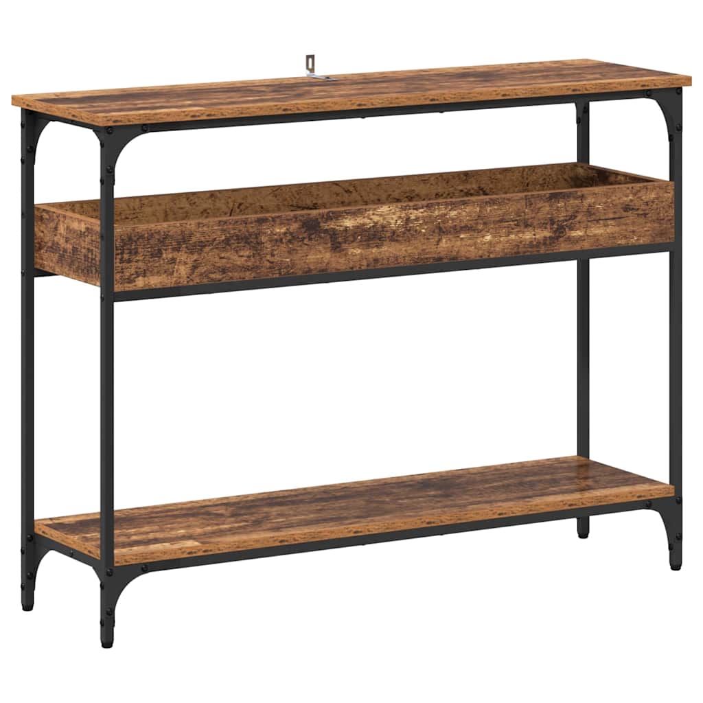 Konsolentisch mit Regal Altholz 100 x 29 x 75 cm Holzwerkstoff