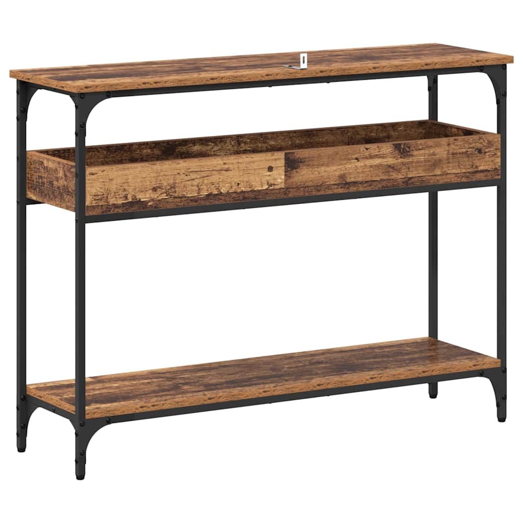 Konsolentisch mit Regal Altholz 100 x 29 x 75 cm Holzwerkstoff