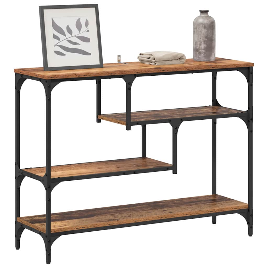 Konsolentisch mit Regal Altholz 100 x 30 x 75 cm Holzwerkstoff