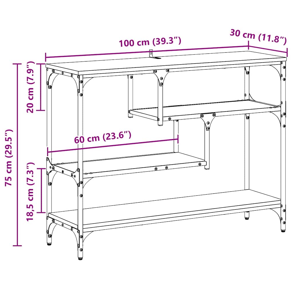 Konsolentisch mit Regal Altholz 100 x 30 x 75 cm Holzwerkstoff