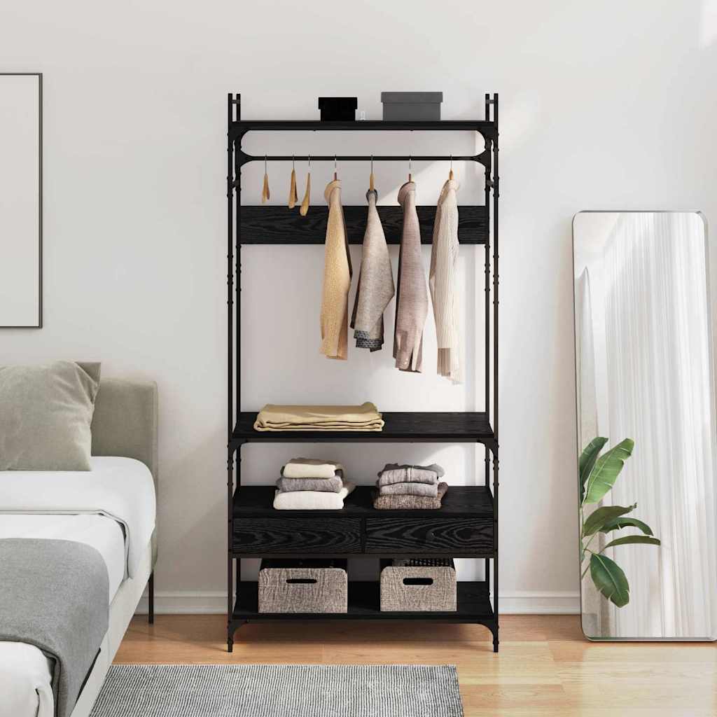 Kleiderschrank Schwarz Eichen-Optik 89 x 39 x 184.5 cm