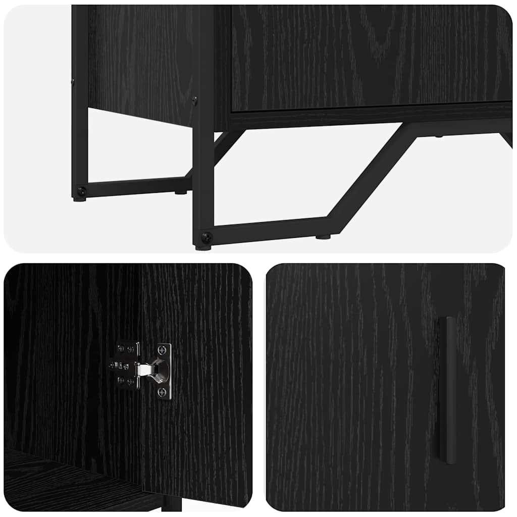 Sideboard Schwarz Eichen-Optik 79,5 x 35,5 x 74,5 cm