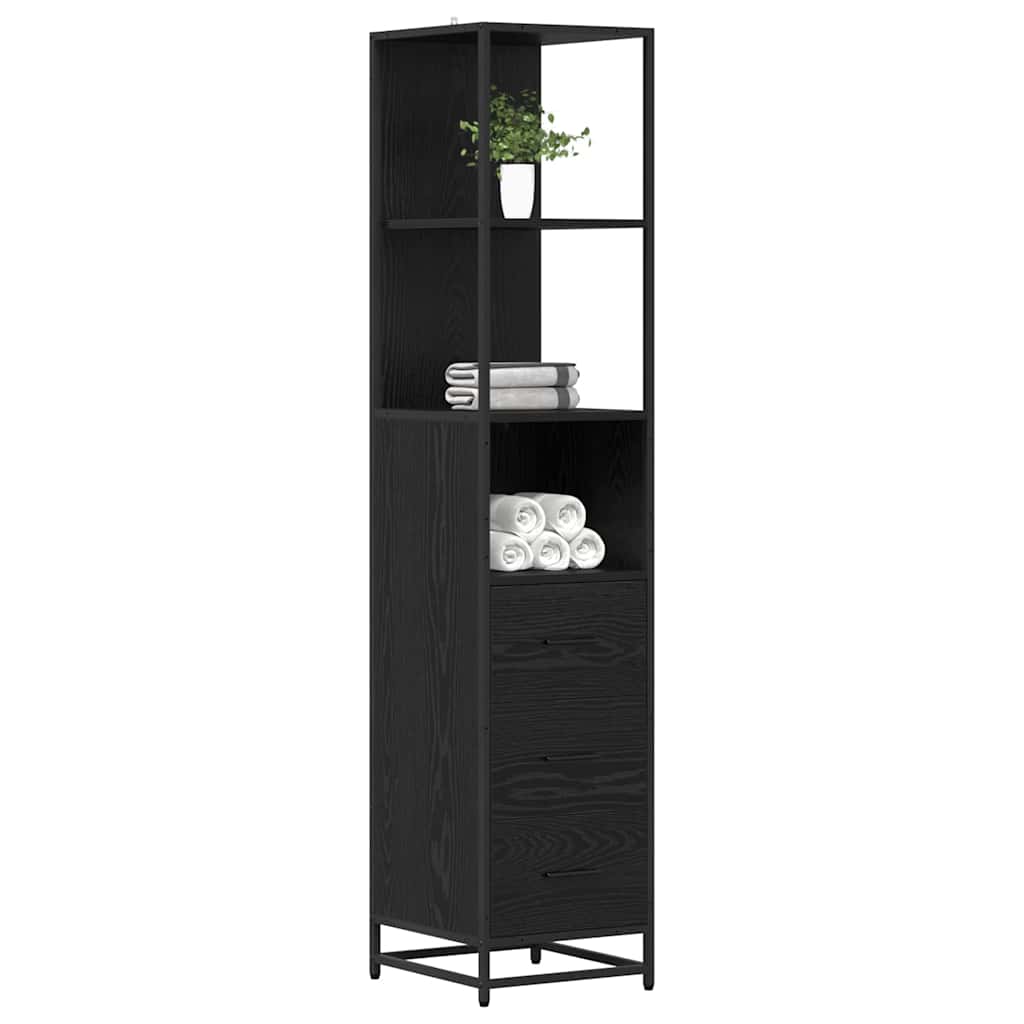 Badezimmermöbel-Set Schwarz Eichen-Optik 35 x 37,5 x 166 cm