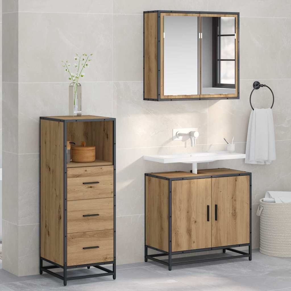 Badezimmermöbel-Set mit Regal Artisan-Eiche 35 x 37,5 x 100 cm