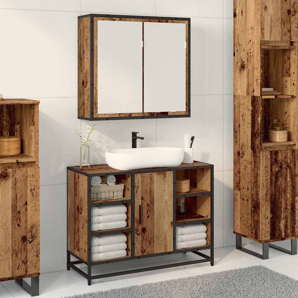 Wandregal mit Regal Wandmontiert Altholz 65 x 20 x 60 cm