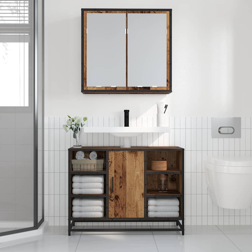 Wandregal mit Regal Wandmontiert Altholz 65 x 20 x 60 cm