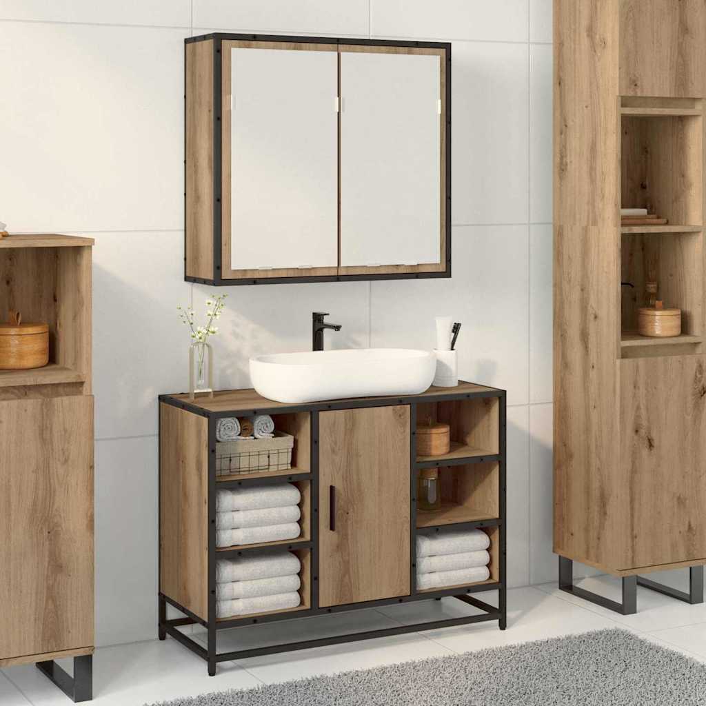 Wandregal mit Regal Wandmontiert Artisan-Eiche 65 x 20 x 60 cm