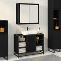 Wandregal mit Regal Schwarz Eichen-Optik 65 x 20 x 60 cm