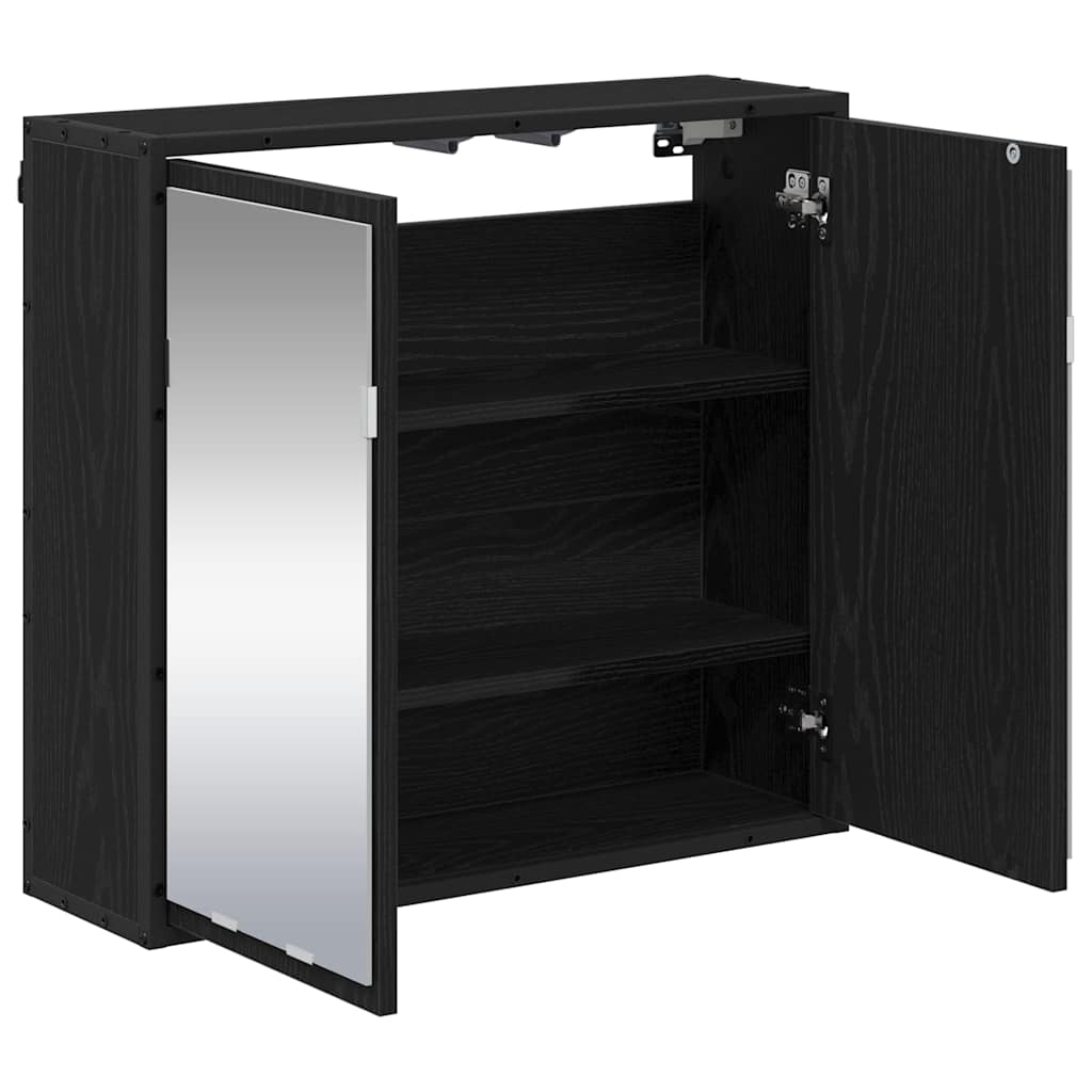 Wandregal mit Regal Schwarz Eichen-Optik 65 x 20 x 60 cm