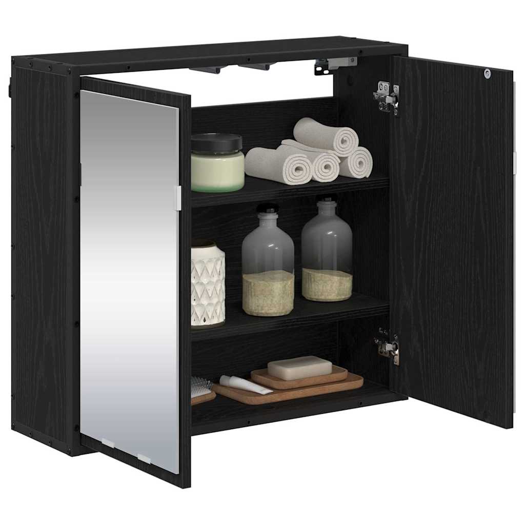 Wandregal mit Regal Schwarz Eichen-Optik 65 x 20 x 60 cm