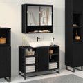 Wandregal mit Regal Schwarz Eichen-Optik 65 x 20 x 60 cm