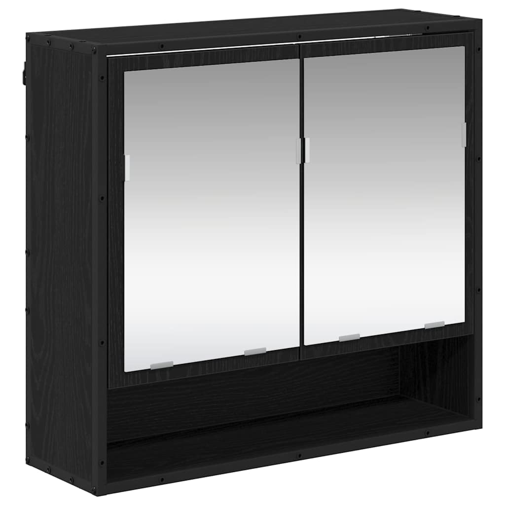 Wandregal mit Regal Schwarz Eichen-Optik 65 x 20 x 60 cm